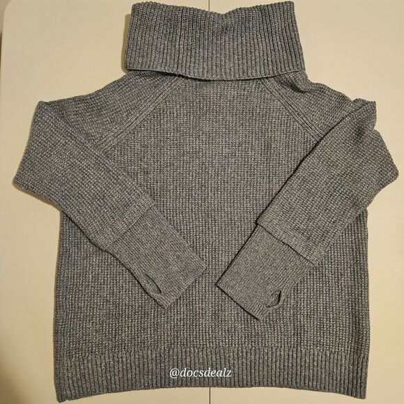 Market & Spruce Sharon Cowl Neck Waffle Stitch Sweater Dark Grey Women's XXL - Picture 5 of 10